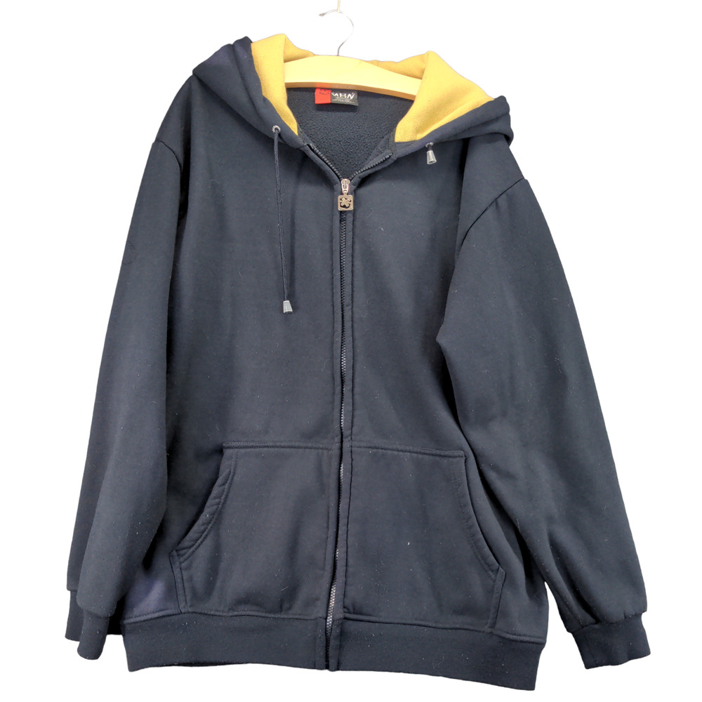 NBN Gear Mens Full Zip Drawstring Hoodie Sweatshirt Blue XL Long Sleeve Pockets